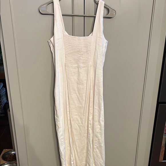 By Anthropologie Sleeveless Square-Neck Linen Button Wrap Midi Dress $178 - Picture 9 of 9
